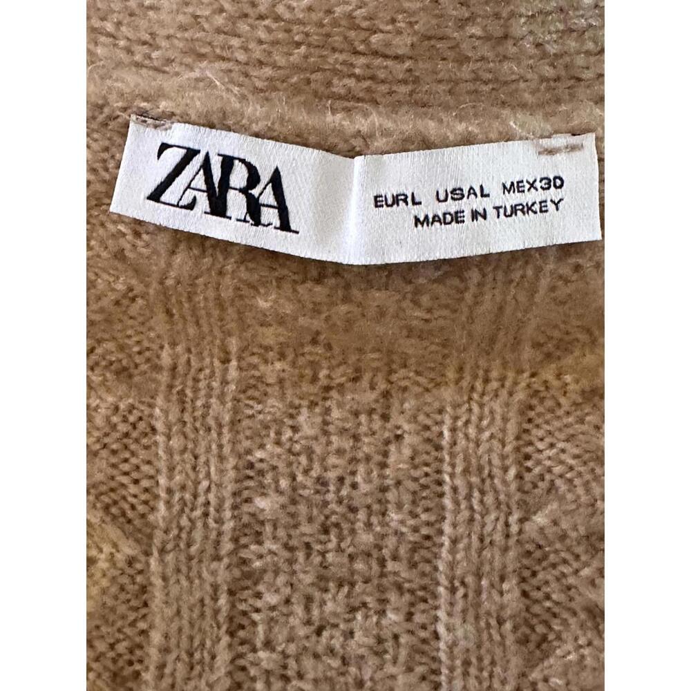 Zara Women's Cardigan S Brown  V-Neck Button Cardigan Camel  SIZE L # 1128 - Picture 5 of 16